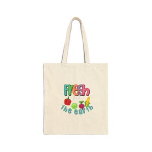 Fresh the Earth Cotton Canvas Tote Bag, Eco-Friendly Shopping Bag, Grocery Tote, Reusable Gift for Garden Lovers, Vegetable Market Bag