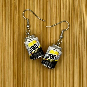 Mini -196 Hard Lemon and Vodka cans novelty earrings.