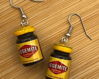 Mini Vegemite jar novelty earrings