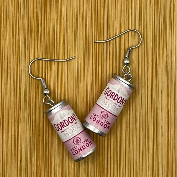 Novelty Gordon’s gin can earrings