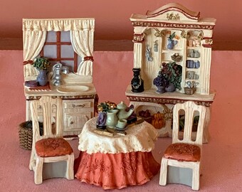 Miniature Resin Kitchen Set (includes Pieces Chairs, Table