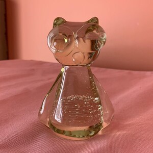 Glass Owl Paperweight With Bubbles Home Decor Office Decor Collectible Owl Lover
