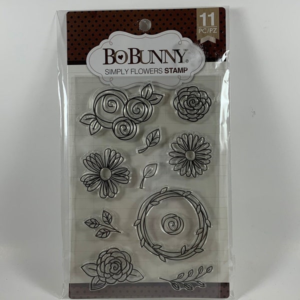 Bo Bunny Simply Flowers Silicone Stamp Set (11 pieces) Item #7310258 Stamping Paper Crafting Card Making Scrapbooking Journaling Snail Mail