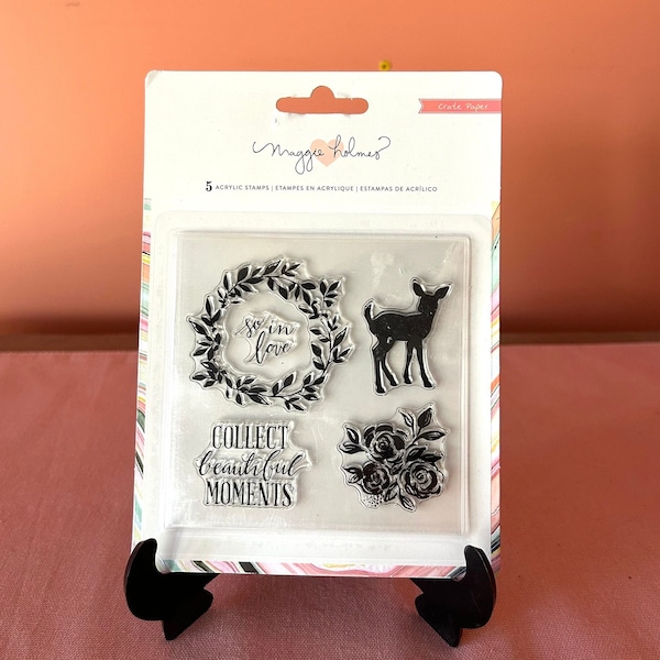 Crate Paper American Crafts Maggie Holmes Acrylic Clear Stamps (Includes 5) Paper Crafting Card Making Rubber Stamping Collectible