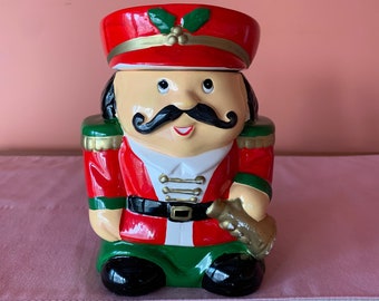 Vintage Small Christmas Nutcracker Cookie/Candy Jar Collectible Christmas Decor