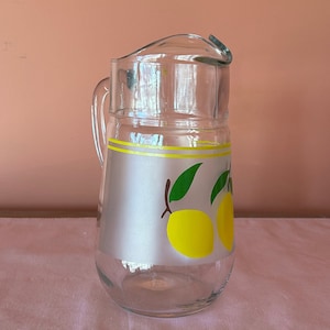Clear Glass Pitcher With Lemon Image on Frosted Glass Drinkware Kitchenware Juice Pitcher/Jug