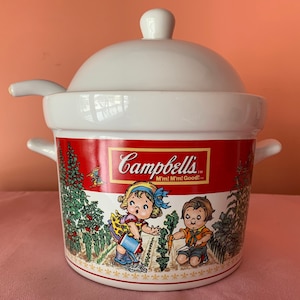 Vintage Campbell Kids Soup Crock Tureen Container Bowl Kitchen Tomato