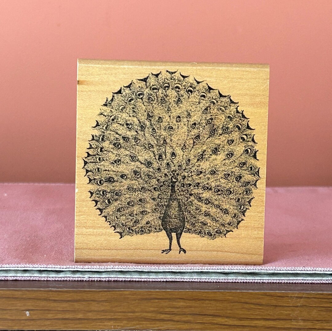 Rubber Stamps of America Wood Mounted Peacock Rubber Stamp Etsy