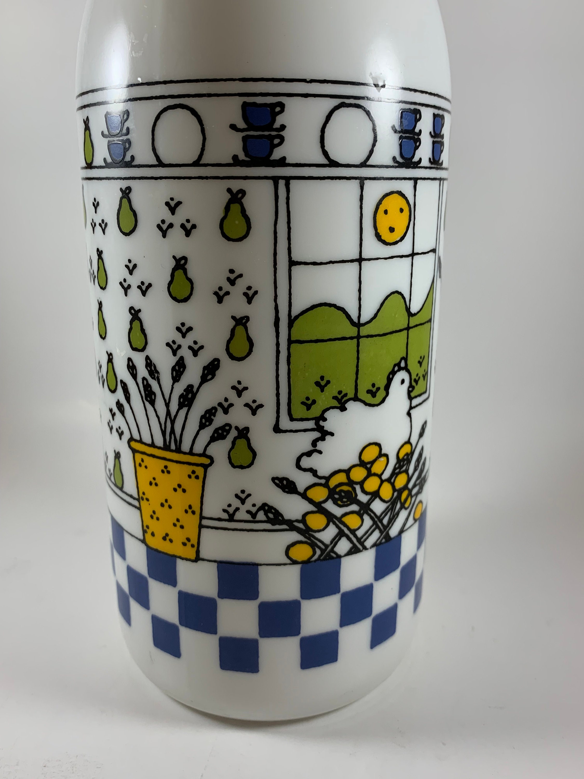 Vintage Italian Egizia Milk Glass Water Bottles Colourful