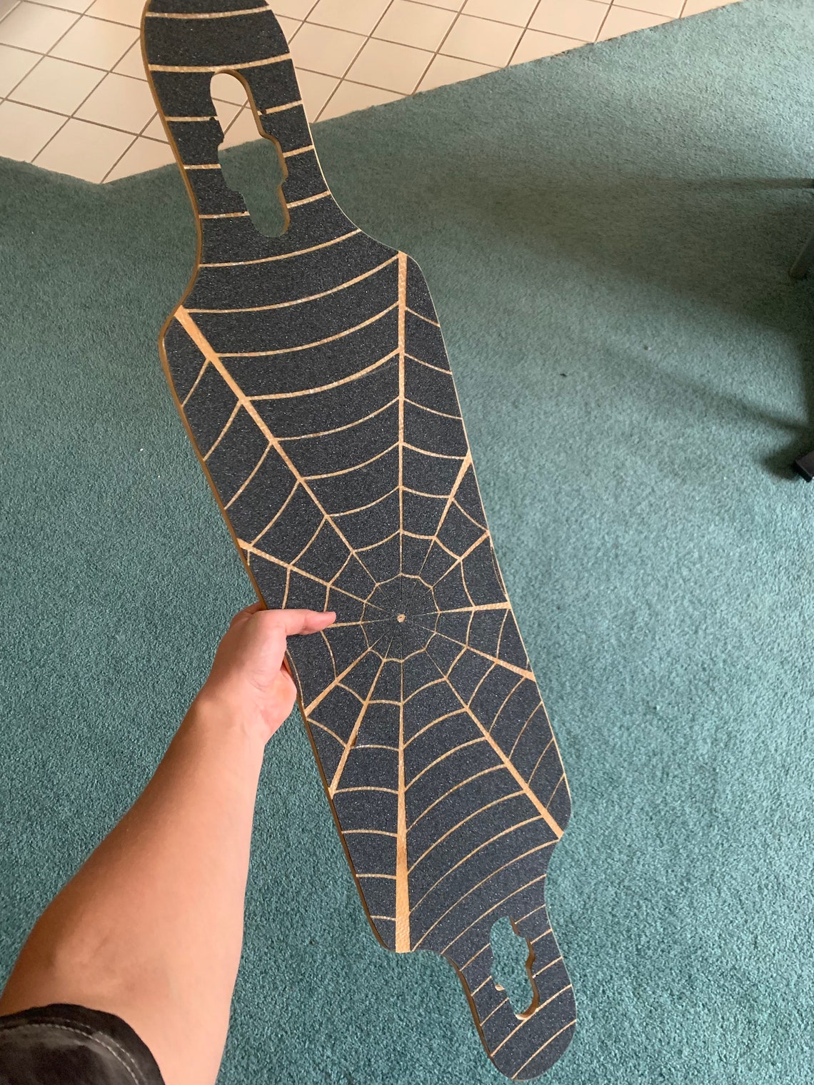 Custom Spiderweb Grip Tape Fiberglass Bamboo Flex Drop Through Double