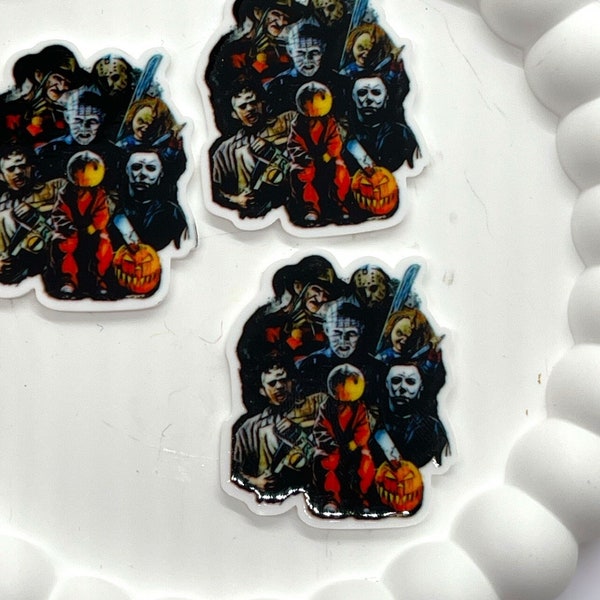 Horror Guys - Ghost Face - Nightmare - Slasher - Crime Show - Scream - Jason - Sam Trick or treat - Halloween -Flatback Planar Resin Charm