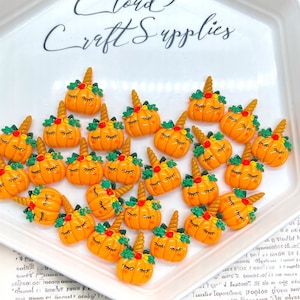 Halloween Pumpkin Mini unicorn Cabochon - fake bakes, Jewelry supplies, Mini Pumpkins, Flatback Pumpkin Resin, 2/4 pcs, Slime Charms