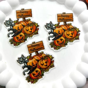 Flatback Resin Planars Pumpkin, Jack-o-lantern Resin, Charms, Badge reels, Emballishment, Halloween Planar, Pumpkin Patch resin, Fall Resin