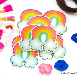Flatback Planar resin- Rainbow Planar Resin, Rainbow Cabochon, Rainbow Flat Back Resin, Hair Bow Center - Embellishment- Charms, Badge reels