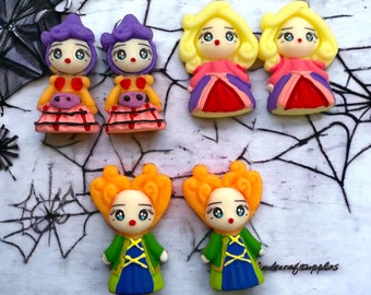 Flatback Resin Sanderson sisters-  Pocus resin- Embellishment- Cabochon - Hair Bow Center-Halloween Resin - Embellishment - Slime Charm -