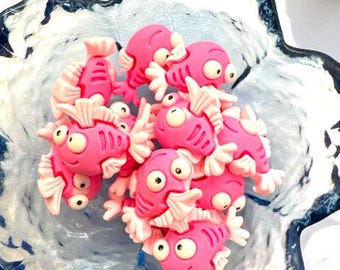 Flatback Fish Resin Cabochon Fit Nail DIY Craft Headwear Jewelry Accessories - Decoden -Embellishment - Ocean Charms - Fish cabachon 2 Pcs