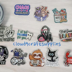 Planar flatback Resin- Acrylic Glitter Charm, Badge reel Holder, Sunnies Charm, Funny Resin, Nurse Planar, School Planar, 1 PCS