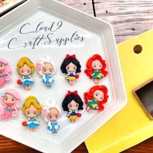 Flat Back Princess Doll Little Girls Resin Cabochon Flatback Resin,Character Resin, Charms, Bow Center, Slime Charm, Emballishment 1 PCS