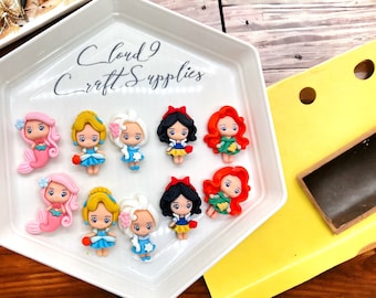Flat Back Princess Doll Little Girls Resin Cabochon Flatback Resin,Character Resin, Charms, Bow Center, Slime Charm, Emballishment 2 PCS