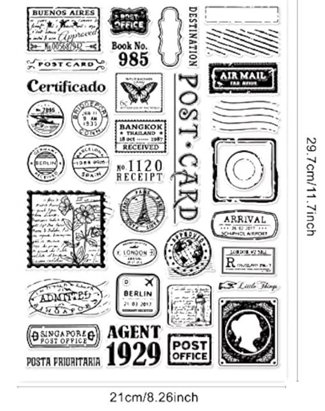 Vintage Air Postage *LARGE** Transparent Clear Silicone Stamp/seal for ...