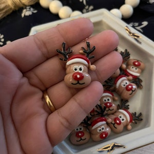 Resin flat back- Christmas reindeer , 2 pcs- Embellishment- Cabochon - Hair Bow Center-Kawaii - Christmas