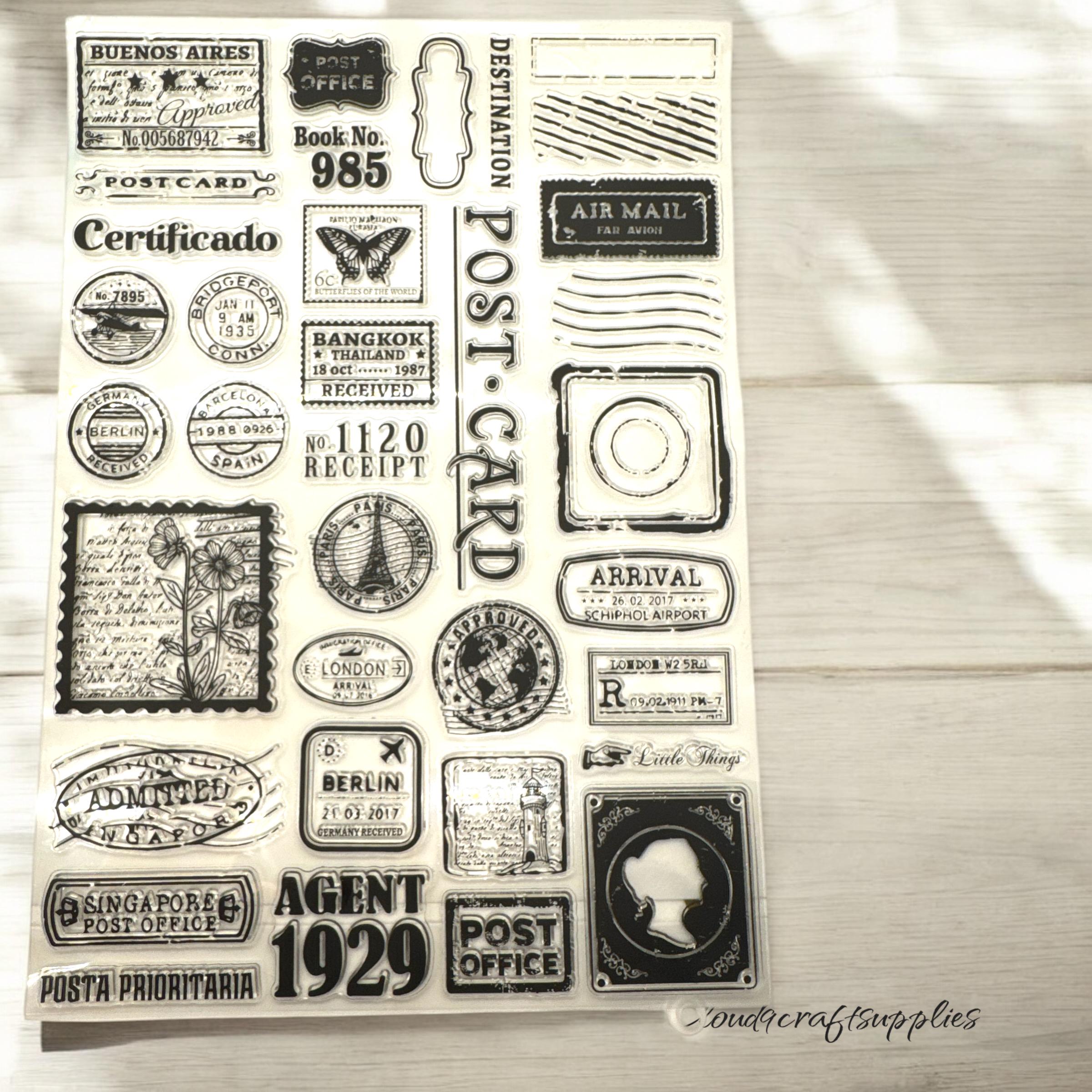 Vintage Air Postage *LARGE** Transparent Clear Silicone Stamp/seal for ...