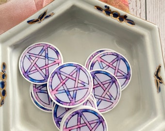 Planar Resin flat back- Water color, Pastel, Pentagram, Pentacle lapel, 2 pcs- Embellishment- Cabochon - Hair Bow Center-Kawaii