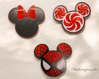 Acrylic Planar Resin flatback - Glitter Mouse Planar Resin - Mouse Ear Planar - 1 pcs- Embellishment- Cabochon - Peppermint Mouse Planar