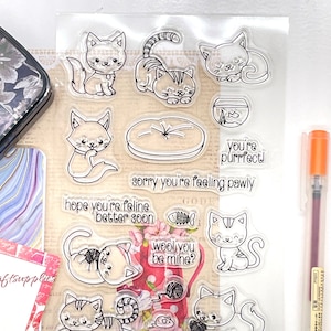 Cat Clear Silicone Stamps, Playful kitten Stamps, for DIY Scrapbooking/Card Making/Kids Fun Decoration Supplies