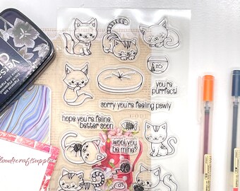 Cat Clear Silicone Stamps, Playful kitten Stamps, for DIY Scrapbooking/Card Making/Kids Fun Decoration Supplies