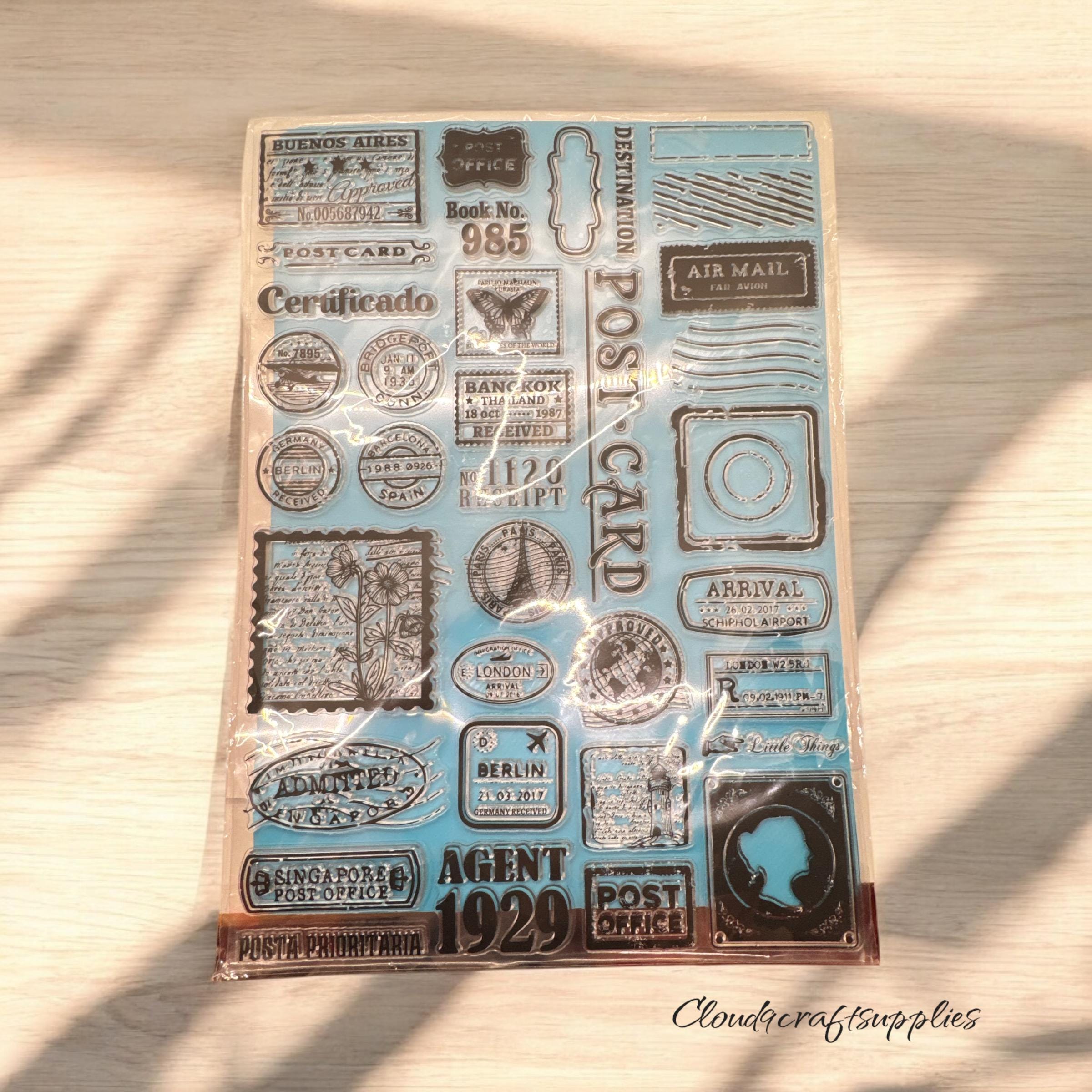 Vintage Air Postage *LARGE** Transparent Clear Silicone Stamp/seal for ...