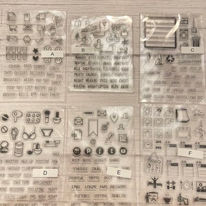 Mini diary stamp sheets daily planner, clear week day, social media, financial, grocery, women things, clear housework, exercise, travel