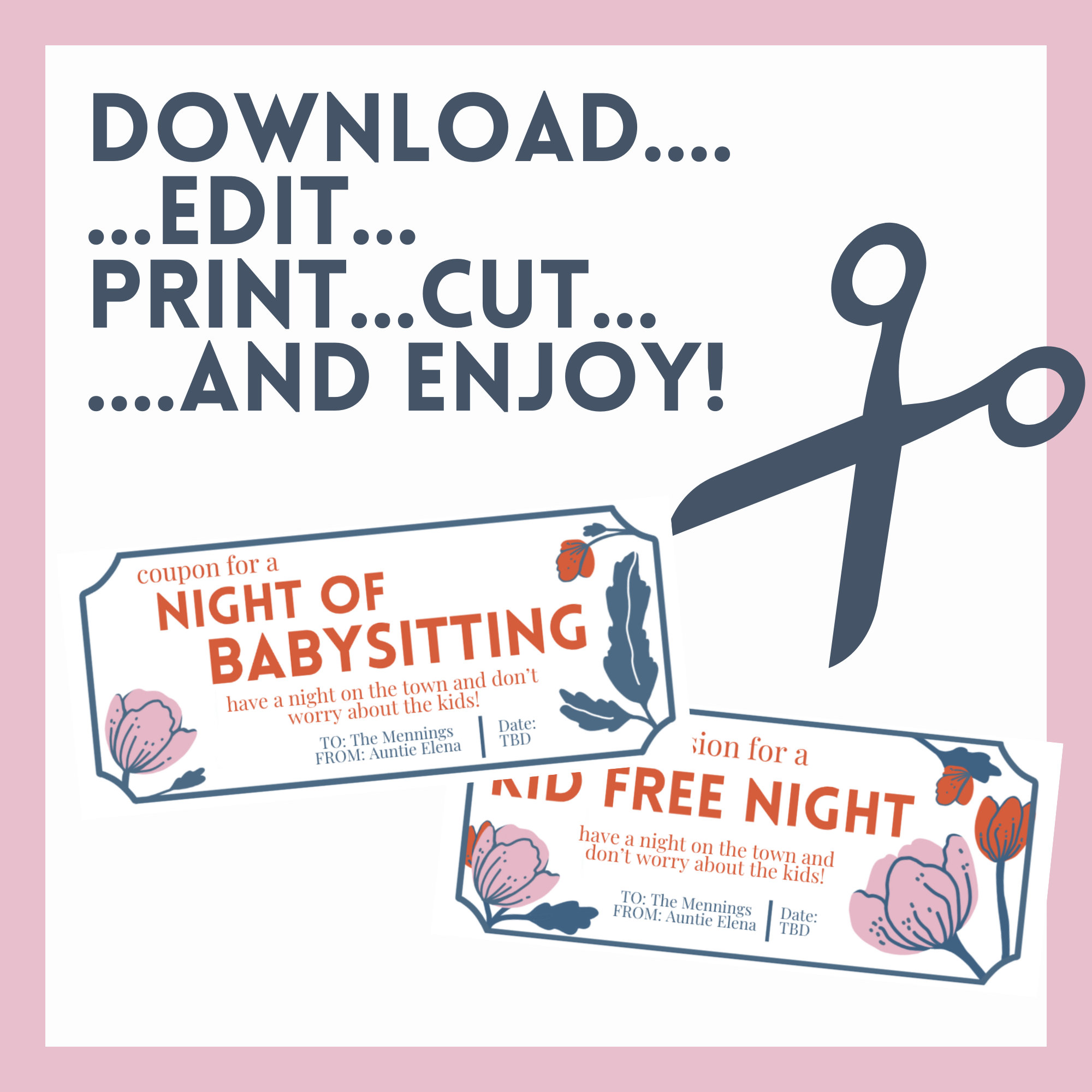 Babysitting Coupon Editable Babysitting Voucher Gifted Certificated Babysitting Coupon Editable Babysitting Voucher Gifted Certificated