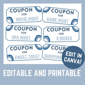 Printable Kids Coupons, Editable Coupon Book, Kids Reward Coupon, Kids Reward Template, Birthday Coupon, Editable Kids Coupons