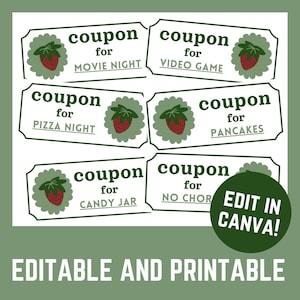 Editable Kids Reward Coupons Chore Chart Coupons Kids Reward Coupon Book Kids Reward Coupon Cards Kids Printable Reward Coupons Chore Coupon