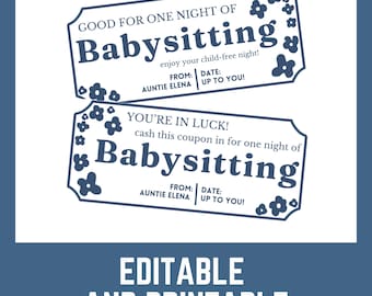 Babysitting Coupon Gift | Editable Date Night Voucher (PDF Template)