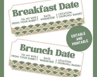 Breakfast & Brunch Date Coupon Template (Digital Download)
