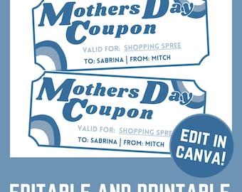 Mother's Day Coupon Template, Printable Mom Gift (Canva PDF)