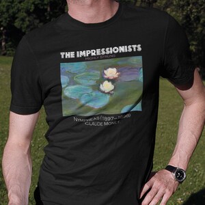 Camiseta Unisex Manga Corta Camiseta Los impresionistas Claude Monet Nympheas Camiseta divertida para amantes de las artes de la pintura