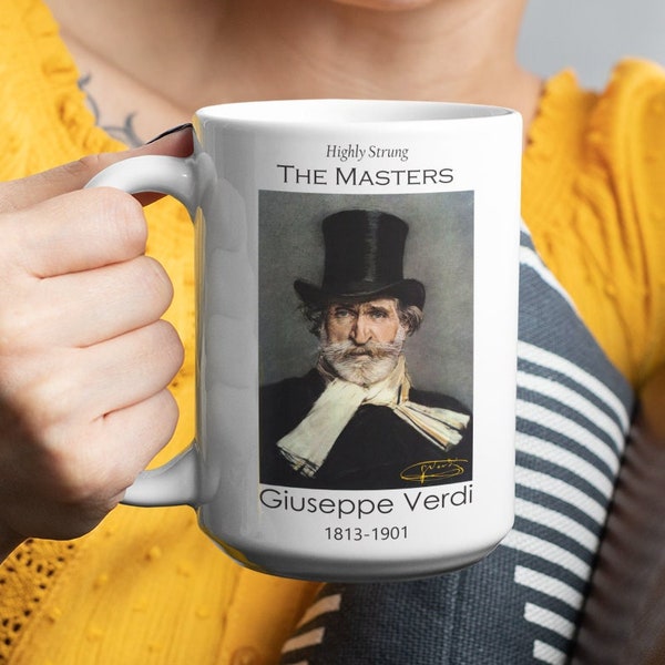 Highly Strung 11oz. And 15oz. White Ceramic Mug - The Classic Masters Verdi Opera Lovers Classic Music Lovers Composer Novelty Mug