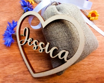 Personalized Place Names, Wedding Place Setting, Wooden Heart, Wood Place Name, Wedding Favours, Table Decor, Rustic Wedding Table Seating