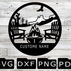 Fire Pit, Firepit, DXF, SVG, Cut File,  File, CNC, Plasma, Laser, monogram, Customizable, camping, outdoor, fire, pit, desert, eagle, camp