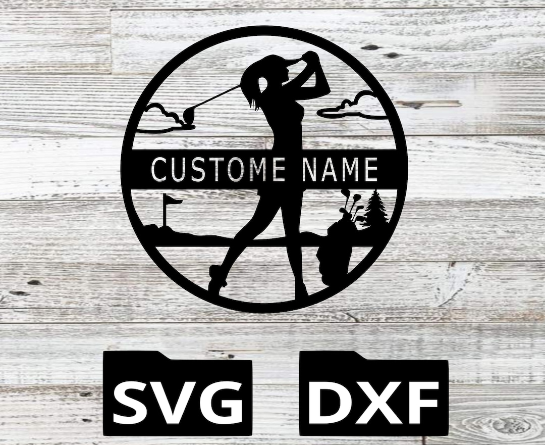 Female Golfer Monogram SVG DXF, Golf Cut File - Etsy