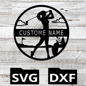 Mujer, Monograma, Golf, SVG, DXF, Pdf, Golf, Monograma, Cortar Archivo, CNC, Plasma, Láser, Chorro de Agua, Cricut, XCarve, Verano,