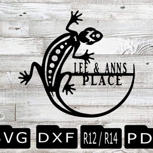 SVG, DXF, Langmuir, lizard, gecko, monogram, house address, CNC, Plasma, Laser, Ready to cut, Fire Pit, Name Monogram,