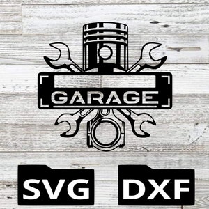 Cnc-Datei, SVG-Datei, Schneidedatei, Cnc-Datei, Laser, Garage SVG, Garage Monogramm, Dads Garage, Man Cave, Grandpas Garage, Piston Monogramm