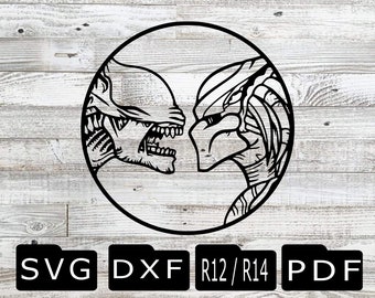 Alien vs Predator SVG, CNC laserskuren fil (digital nedladdning)