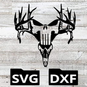 Plik DXF, Plik SVG, Plik do cięcia, Plik CNC, Plazma, Laser, Torchmate, Metal, Inkscape, Plasmacam, punisher svg, czaszka jelenia svg, punisher deer