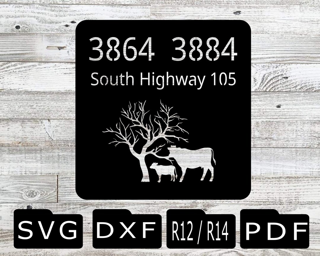 Address Sign Dxf, Address Sign Svg, Cow Address Sign Dxf, Cow Address