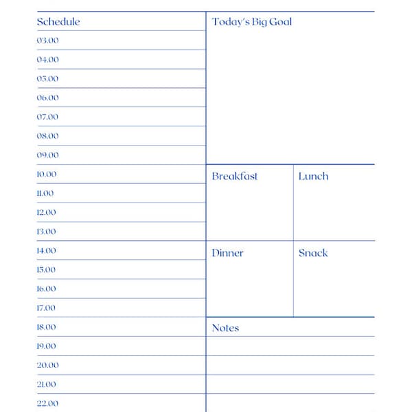 Simple Blue Daily Planner